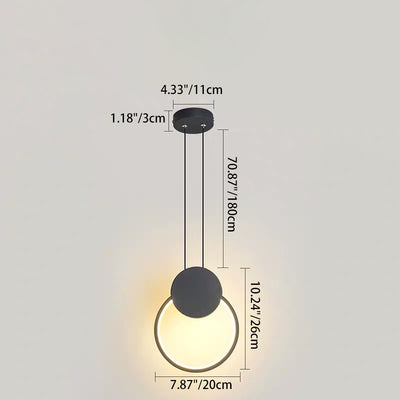 Modern Minimalist Round Square Oval Iron Shape Linear LED Pendant Light For Bedroom