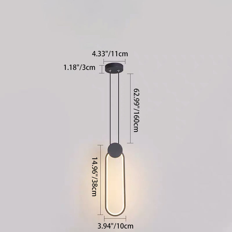 Modern Minimalist Round Square Oval Iron Shape Linear LED Pendant Light For Bedroom