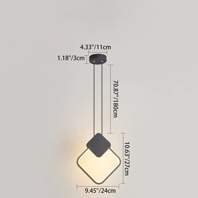 Modern Minimalist Round Square Oval Iron Shape Linear LED Pendant Light For Bedroom
