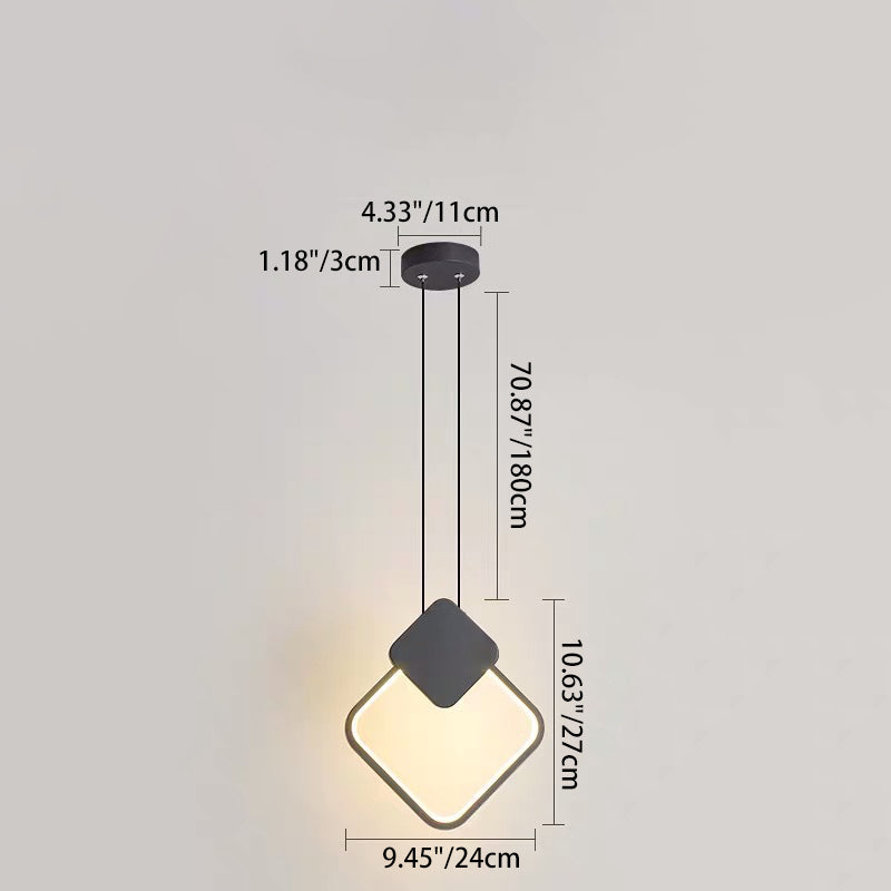 Modern Minimalist Round Square Oval Iron Shape Linear LED Pendant Light For Bedroom