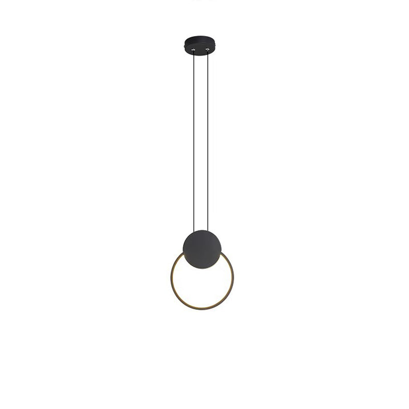 Modern Minimalist Round Square Oval Iron Shape Linear LED Pendant Light For Bedroom