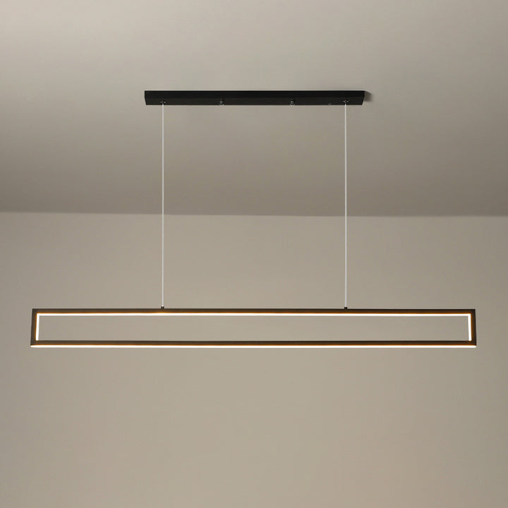 Modern Minimalist Geometric Rectangle Silicone Aluminum LED Chandelier Island Light For Dining Room