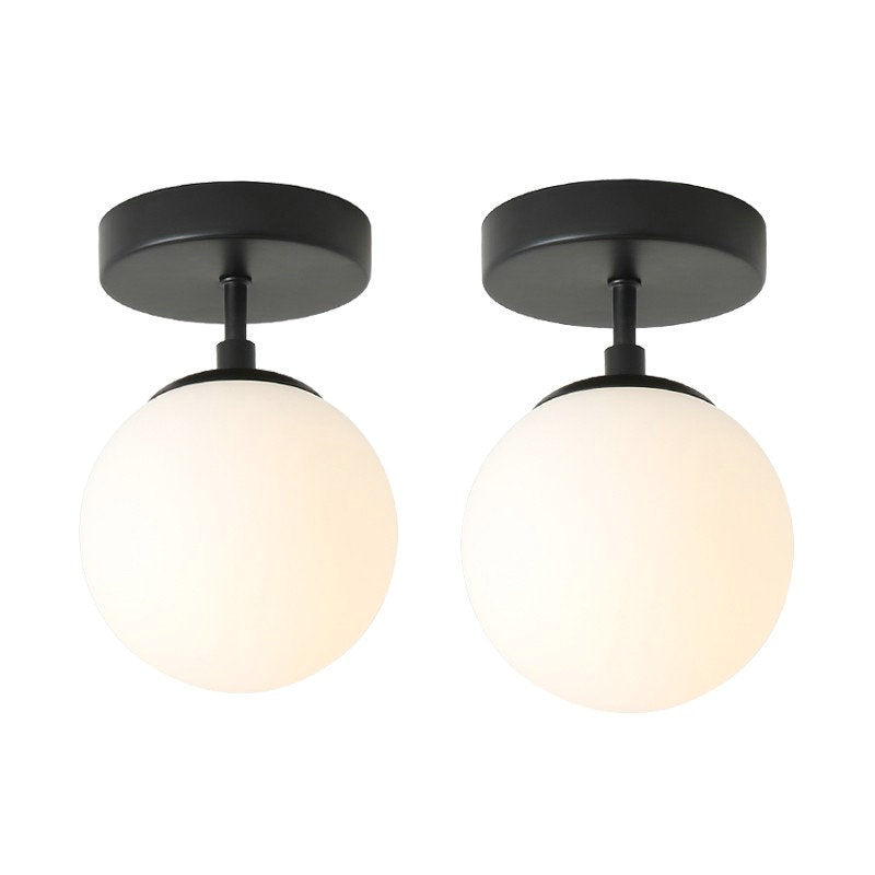 Moderne minimalistische Eisen-Glas-Globus 1-Licht Semi-Flush Mount Deckenleuchte für Wohnzimmer 