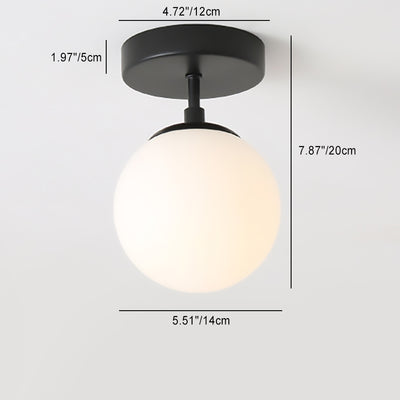 Moderne minimalistische Eisen-Glas-Globus 1-Licht Semi-Flush Mount Deckenleuchte für Wohnzimmer 