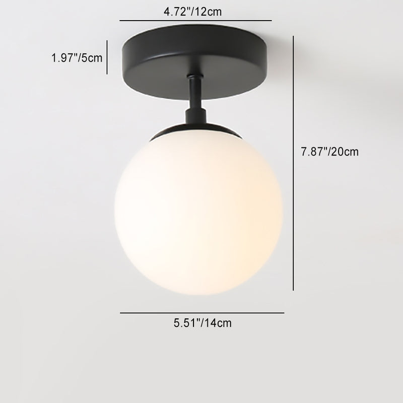 Moderne minimalistische Eisen-Glas-Globus 1-Licht Semi-Flush Mount Deckenleuchte für Wohnzimmer 