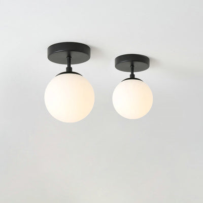 Moderne minimalistische Eisen-Glas-Globus 1-Licht Semi-Flush Mount Deckenleuchte für Wohnzimmer 