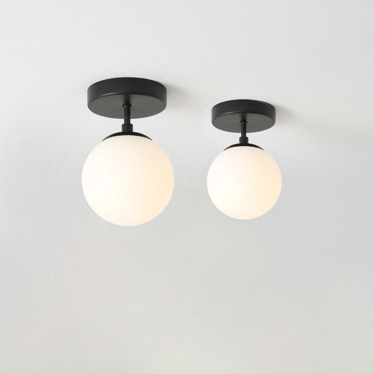 Moderne minimalistische Eisen-Glas-Globus 1-Licht Semi-Flush Mount Deckenleuchte für Wohnzimmer 