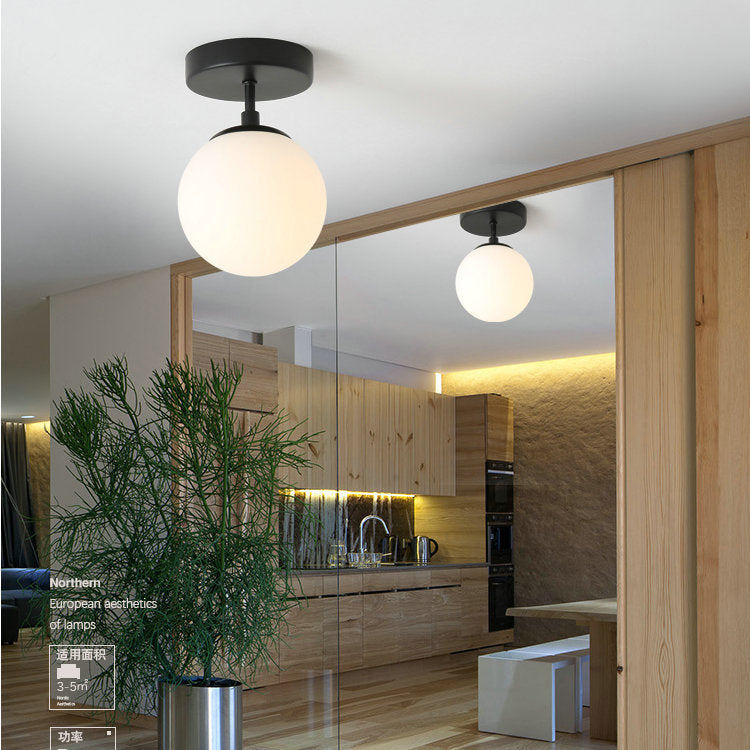 Moderne minimalistische Eisen-Glas-Globus 1-Licht Semi-Flush Mount Deckenleuchte für Wohnzimmer 