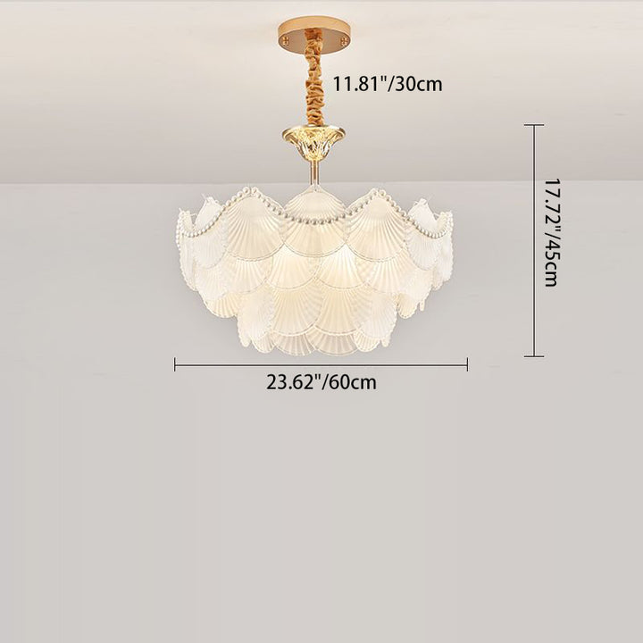 Chandelier traditionnel français à base ronde en coquille de perle en verre dépoli en fer 5/7/9/12/21/8 lumières pour salon 