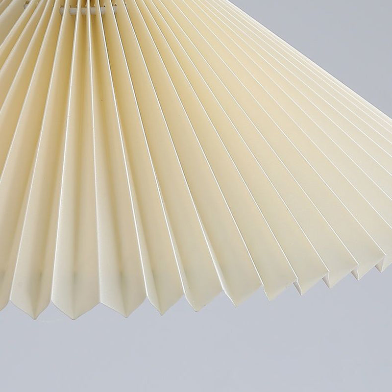 Contemporary Nordic Cone Pleated Fabric Wood 1-Light Pendant Light For Living Room