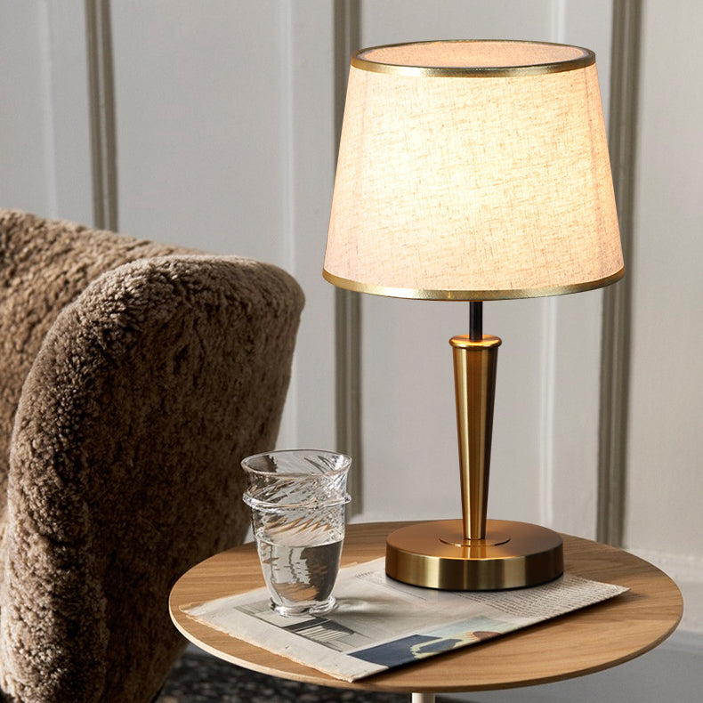 Contemporary Luxury Drum Iron Fabric Linen 1-Light Table Lamp For Living Room