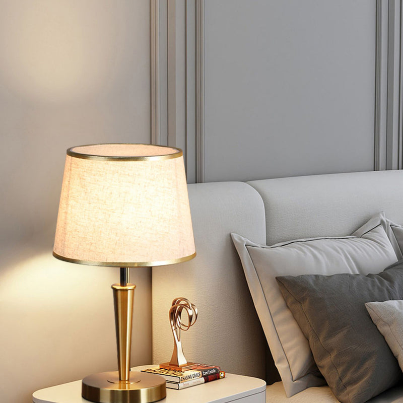 Contemporary Luxury Drum Iron Fabric Linen 1-Light Table Lamp For Living Room