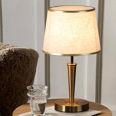 Contemporary Luxury Drum Iron Fabric Linen 1-Light Table Lamp For Living Room