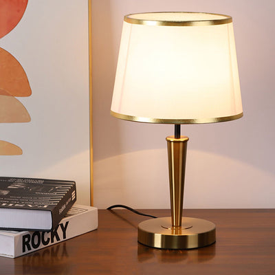 Contemporary Luxury Drum Iron Fabric Linen 1-Light Table Lamp For Living Room