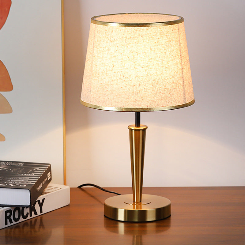 Contemporary Luxury Drum Iron Fabric Linen 1-Light Table Lamp For Living Room