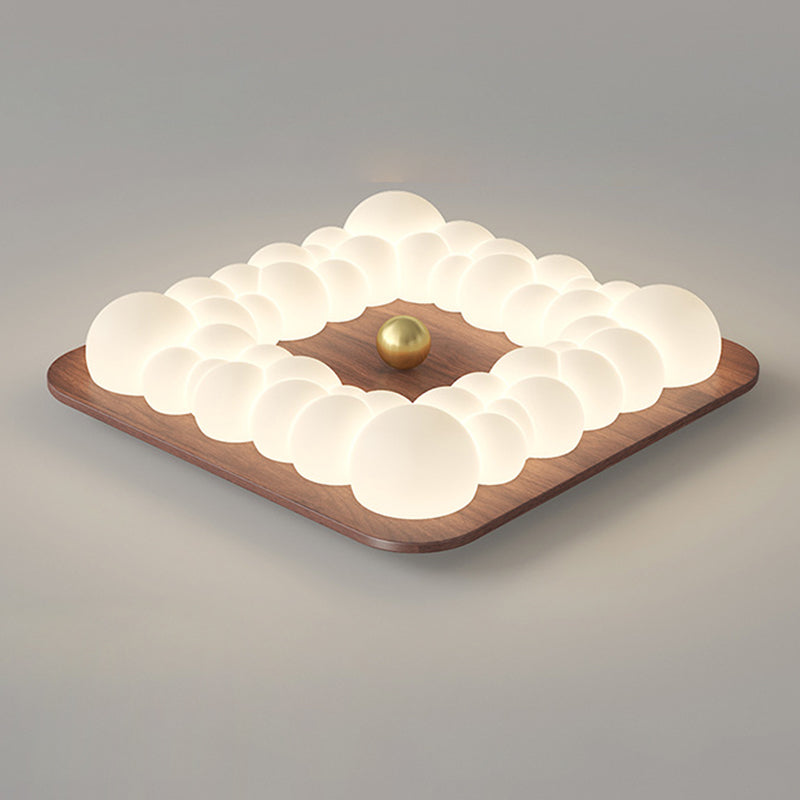 Plafonnier LED à montage affleurant en fer rétro contemporain PE carré rond rectangulaire à bulles pour chambre 