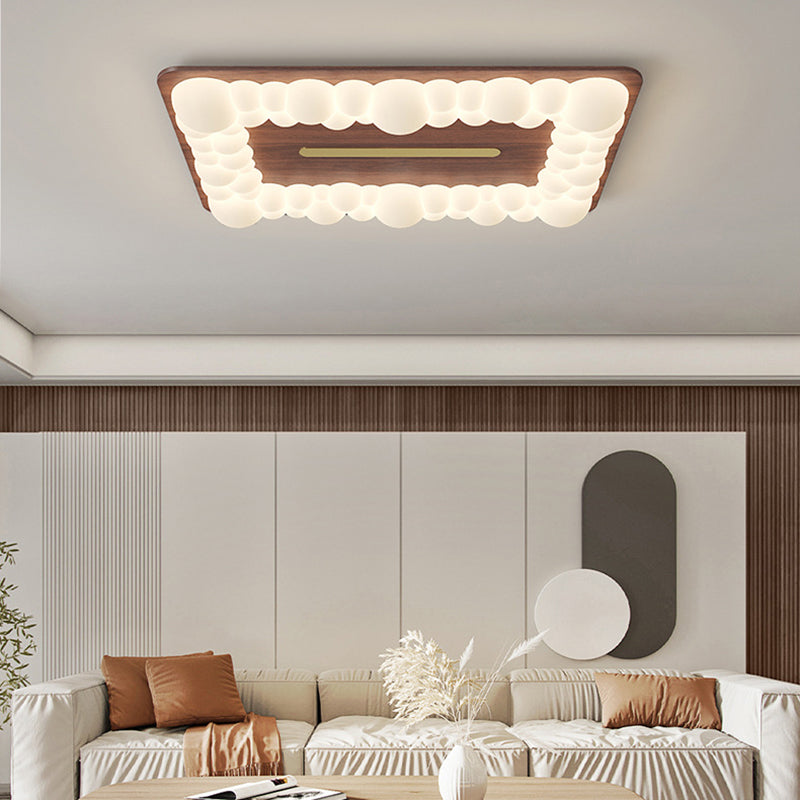 Luz de techo LED empotrada contemporánea retro de hierro PE cuadrada redonda rectangular con burbujas para dormitorio 