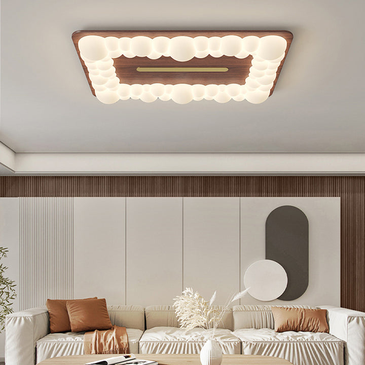 Luz de techo LED empotrada contemporánea retro de hierro PE cuadrada redonda rectangular con burbujas para dormitorio 
