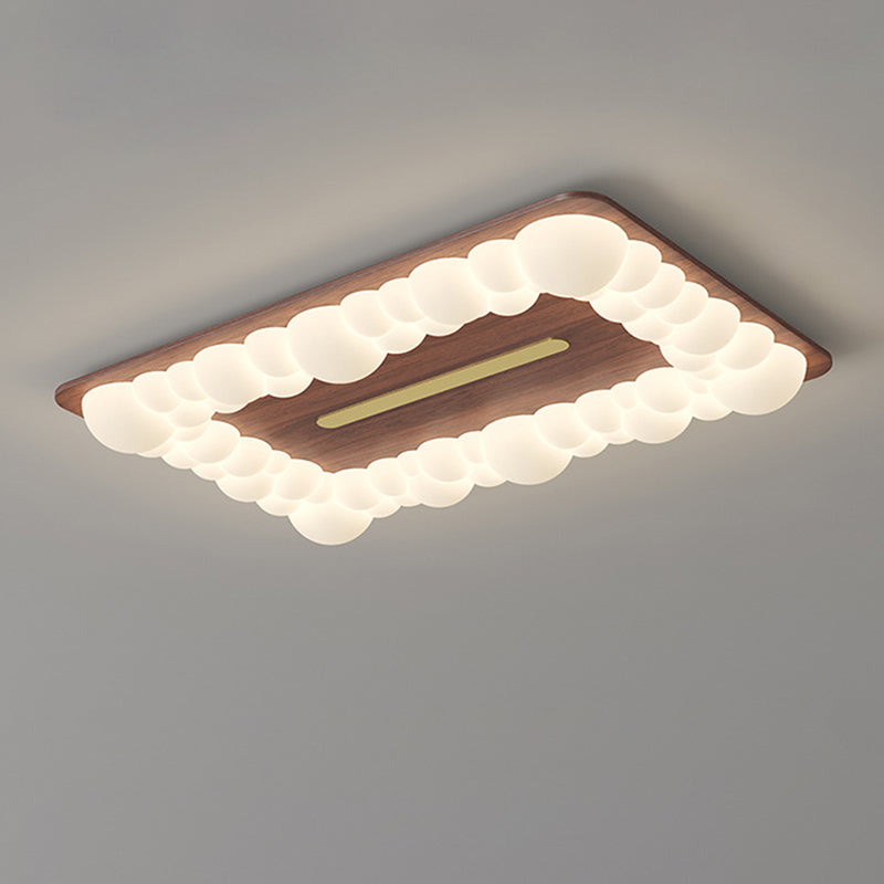 Luz de techo LED empotrada contemporánea retro de hierro PE cuadrada redonda rectangular con burbujas para dormitorio 