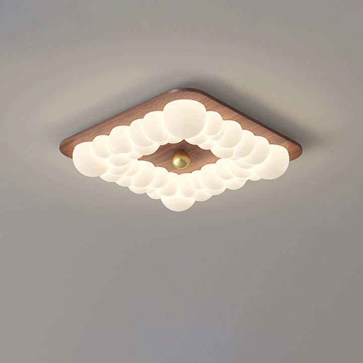 Luz de techo LED empotrada contemporánea retro de hierro PE cuadrada redonda rectangular con burbujas para dormitorio 