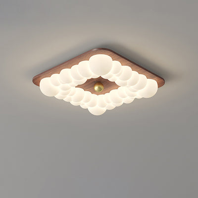 Plafonnier LED à montage affleurant en fer rétro contemporain PE carré rond rectangulaire à bulles pour chambre 