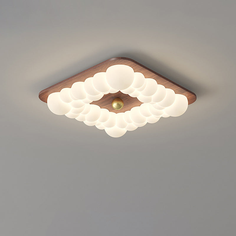 Plafonnier LED à montage affleurant en fer rétro contemporain PE carré rond rectangulaire à bulles pour chambre 