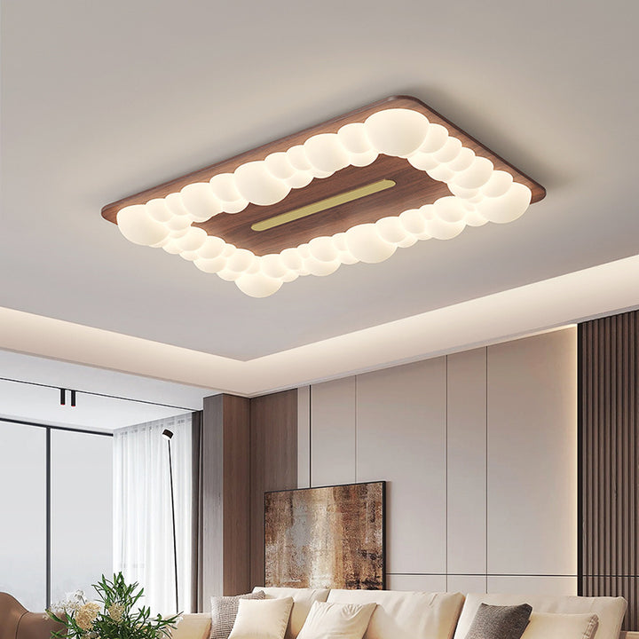 Luz de techo LED empotrada contemporánea retro de hierro PE cuadrada redonda rectangular con burbujas para dormitorio 