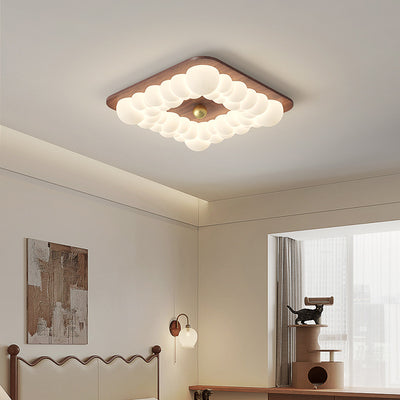 Plafonnier LED à montage affleurant en fer rétro contemporain PE carré rond rectangulaire à bulles pour chambre 