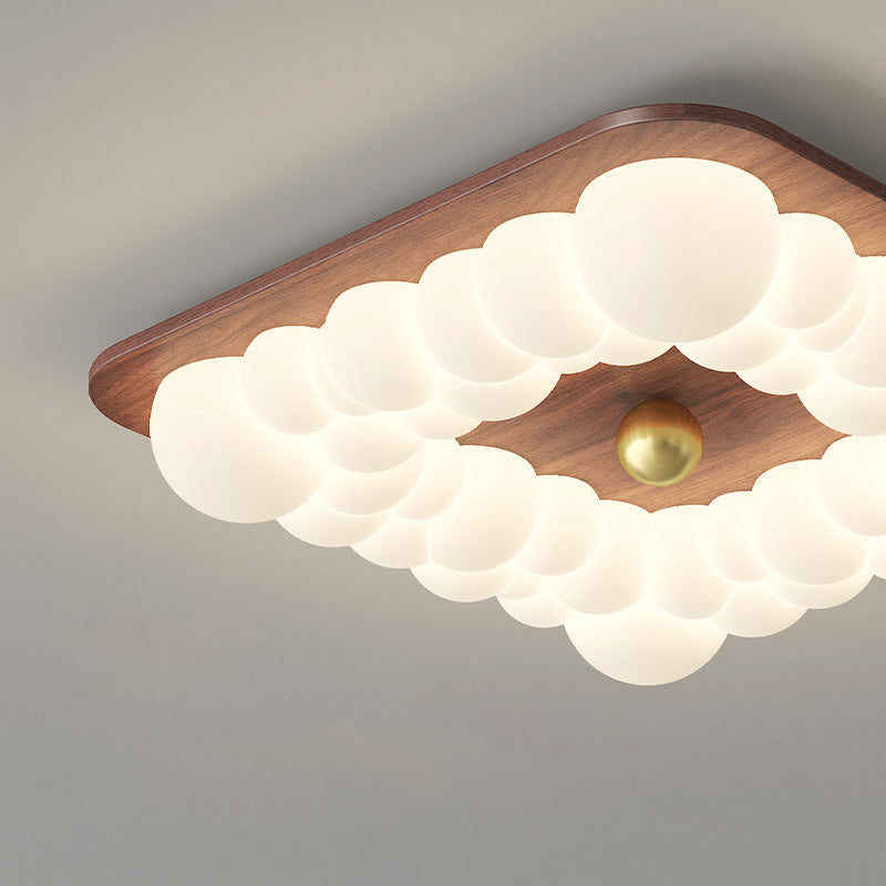 Luz de techo LED empotrada contemporánea retro de hierro PE cuadrada redonda rectangular con burbujas para dormitorio 