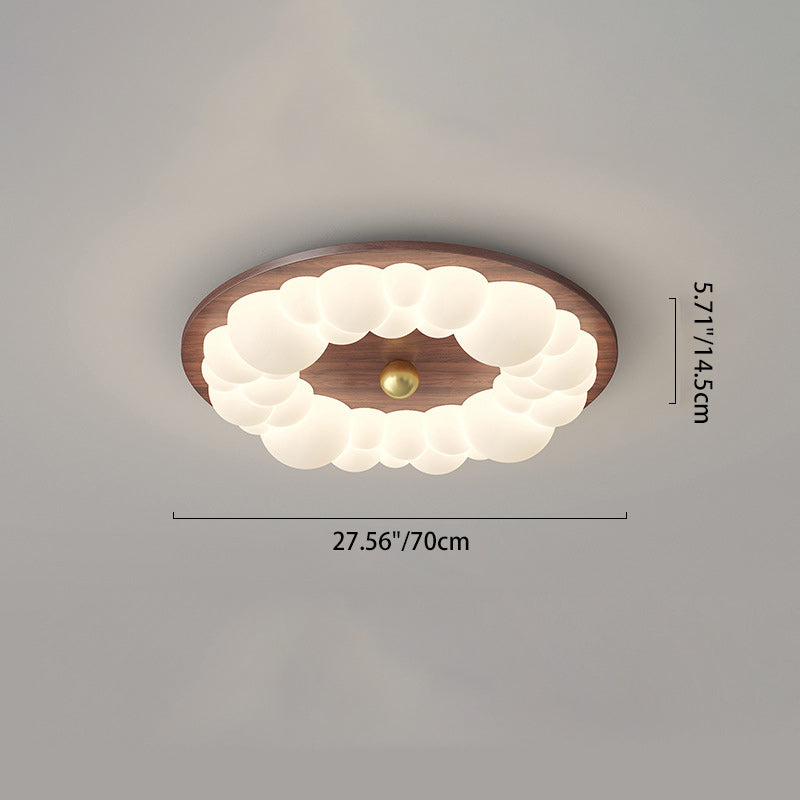 Plafonnier LED à montage affleurant en fer rétro contemporain PE carré rond rectangulaire à bulles pour chambre 