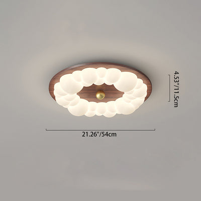 Plafonnier LED à montage affleurant en fer rétro contemporain PE carré rond rectangulaire à bulles pour chambre 