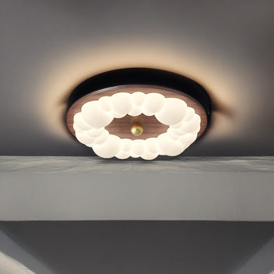 Plafonnier LED à montage affleurant en fer rétro contemporain PE carré rond rectangulaire à bulles pour chambre 