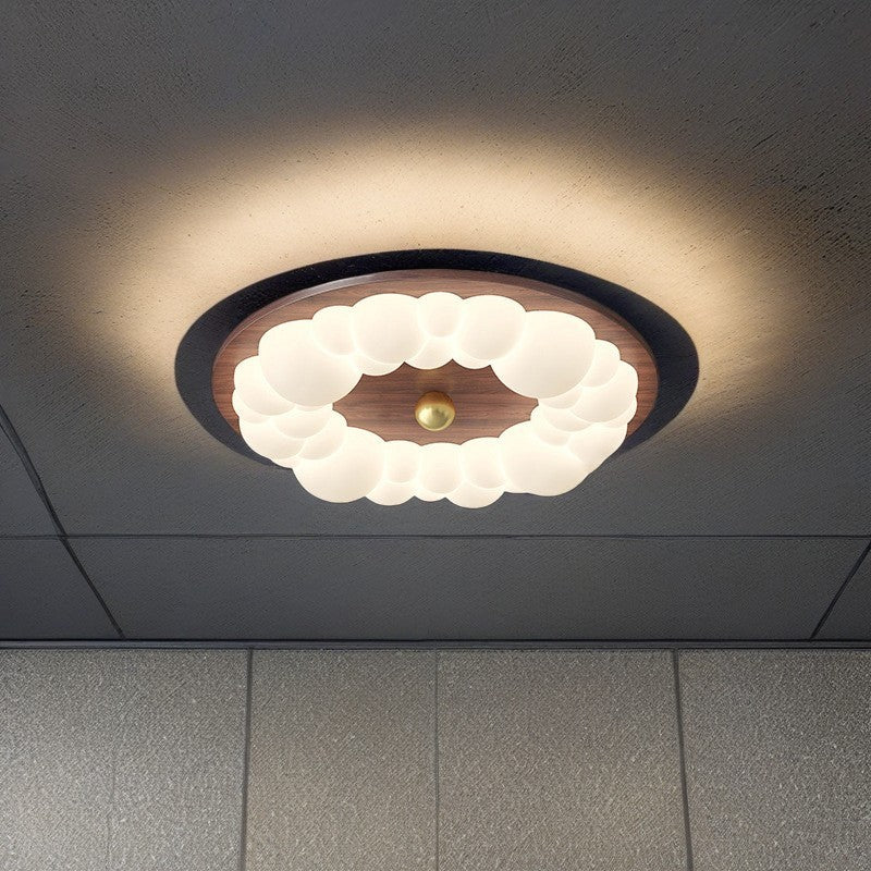 Plafonnier LED à montage affleurant en fer rétro contemporain PE carré rond rectangulaire à bulles pour chambre 