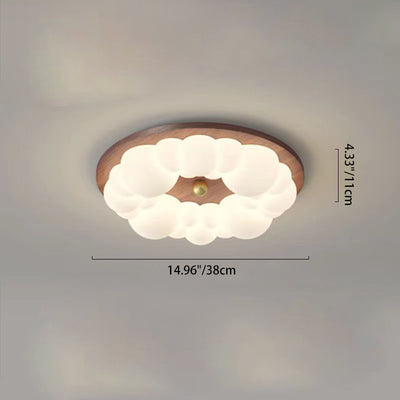 Plafonnier LED à montage affleurant en fer rétro contemporain PE carré rond rectangulaire à bulles pour chambre 