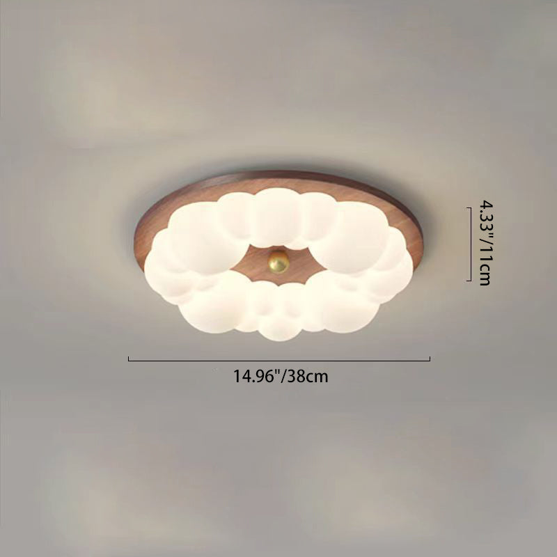Plafonnier LED à montage affleurant en fer rétro contemporain PE carré rond rectangulaire à bulles pour chambre 