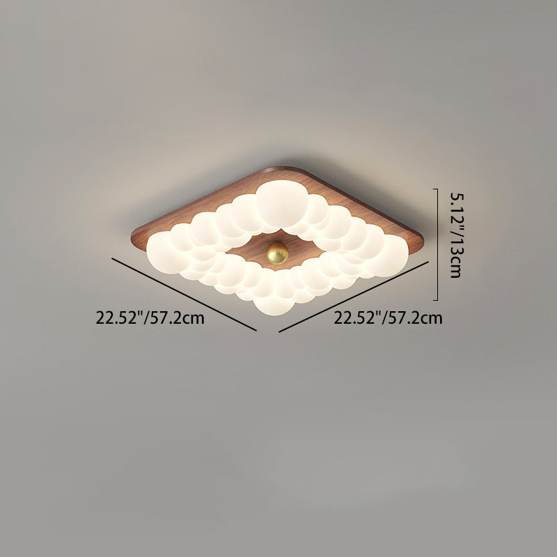 Plafonnier LED à montage affleurant en fer rétro contemporain PE carré rond rectangulaire à bulles pour chambre 