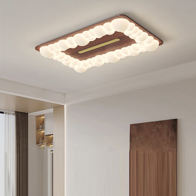 Plafonnier LED à montage affleurant en fer rétro contemporain PE carré rond rectangulaire à bulles pour chambre 