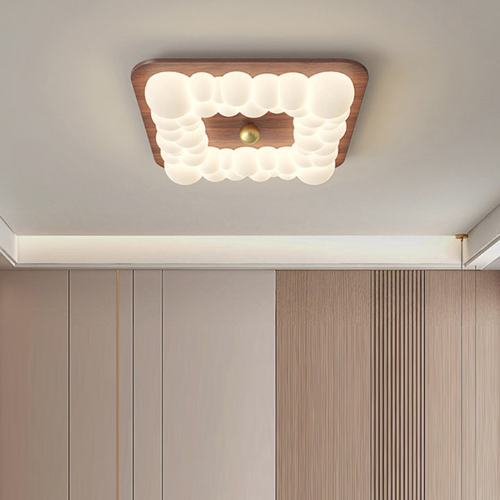 Luz de techo LED empotrada contemporánea retro de hierro PE cuadrada redonda rectangular con burbujas para dormitorio 