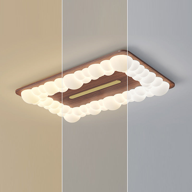 Luz de techo LED empotrada contemporánea retro de hierro PE cuadrada redonda rectangular con burbujas para dormitorio 