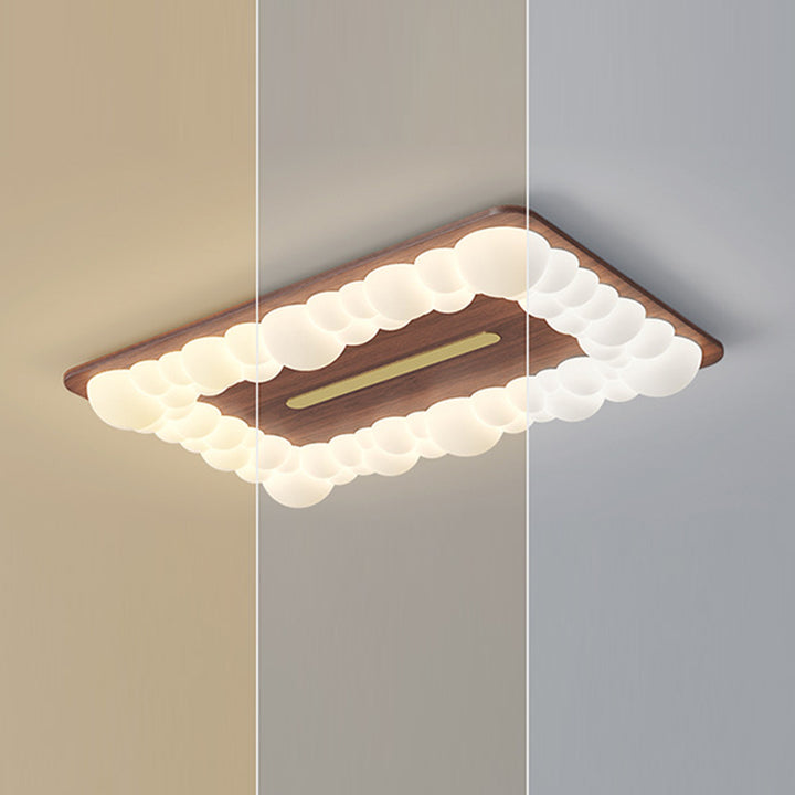 Luz de techo LED empotrada contemporánea retro de hierro PE cuadrada redonda rectangular con burbujas para dormitorio 