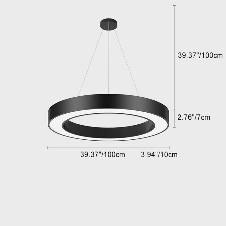 Lustre LED en acrylique et fer avec anneau halo noir minimaliste moderne pour chevet 