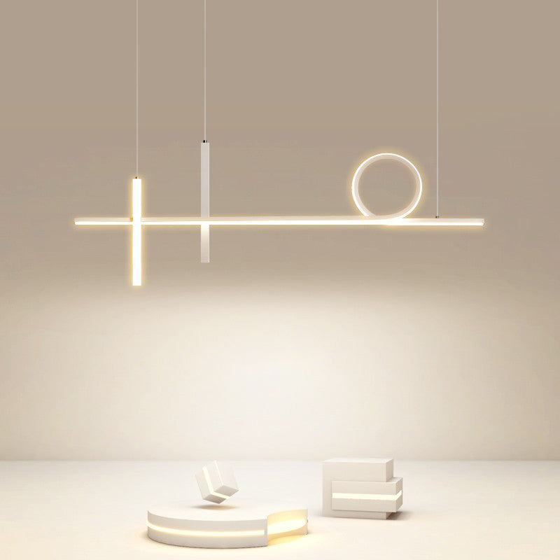 Lustre LED en acrylique aluminium fer à long bande moderne minimaliste pour salle à manger 