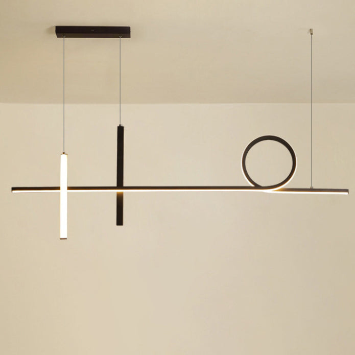 Lustre LED en acrylique aluminium fer à long bande moderne minimaliste pour salle à manger 