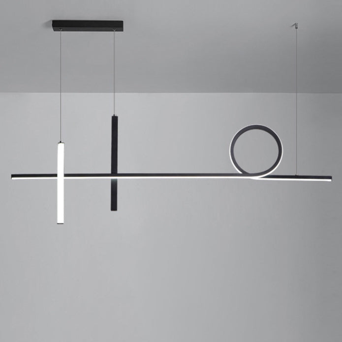 Lustre LED en acrylique aluminium fer à long bande moderne minimaliste pour salle à manger 