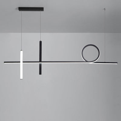 Modern Minimalist Long Strip Circle Acrylic Aluminum Iron LED Chandelier Island Light For Dining Room