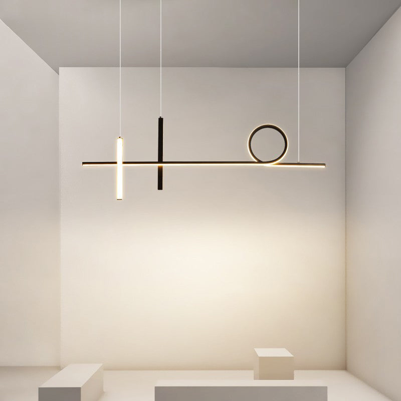 Lustre LED en acrylique aluminium fer à long bande moderne minimaliste pour salle à manger 