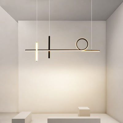Modern Minimalist Long Strip Circle Acrylic Aluminum Iron LED Chandelier Island Light For Dining Room