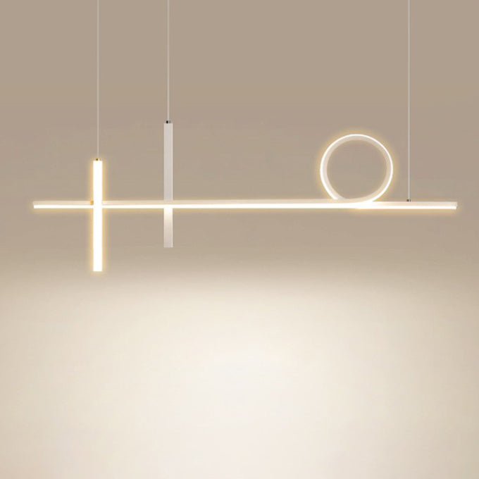 Lustre LED en acrylique aluminium fer à long bande moderne minimaliste pour salle à manger 
