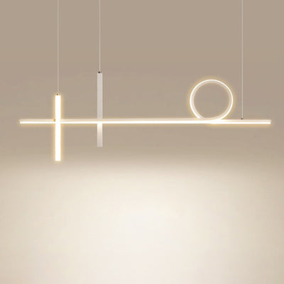 Modern Minimalist Long Strip Circle Acrylic Aluminum Iron LED Chandelier Island Light For Dining Room