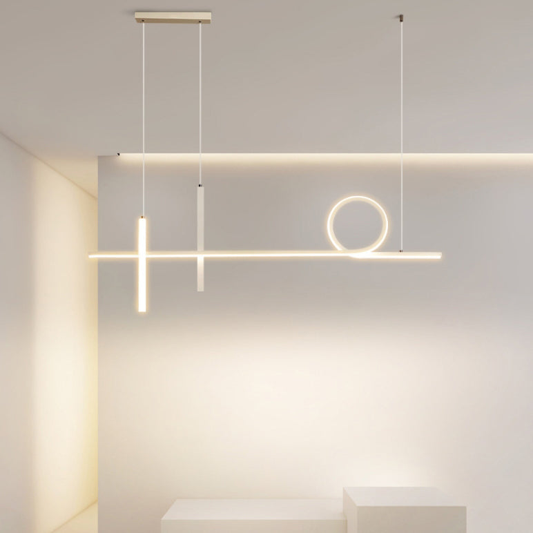 Lustre LED en acrylique aluminium fer à long bande moderne minimaliste pour salle à manger 